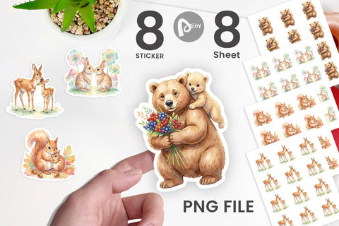 Sticker Watercolor Magical Forest Motherhood Sublimation artnoy 