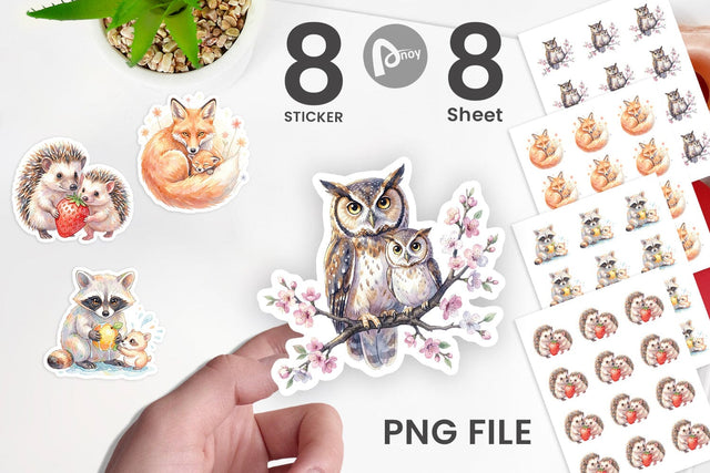 Sticker Watercolor Magical Forest Motherhood Sublimation artnoy 