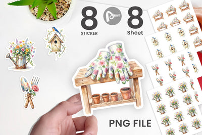Sticker Watercolor Moms Magic Garden Tools Sublimation artnoy 