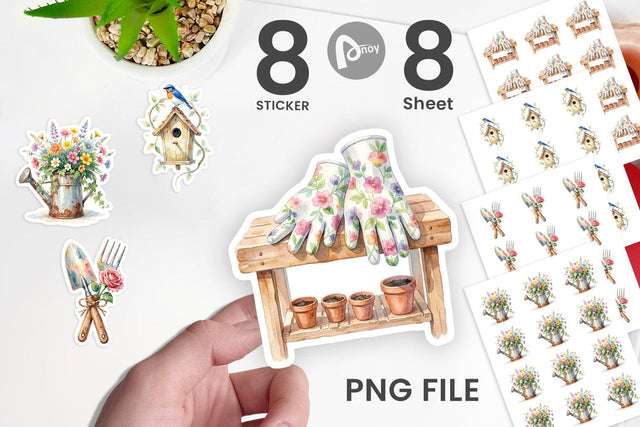 Sticker Watercolor Moms Magic Garden Tools Sublimation artnoy 