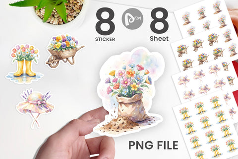 Sticker Watercolor Moms Magic Garden Tools Sublimation artnoy 