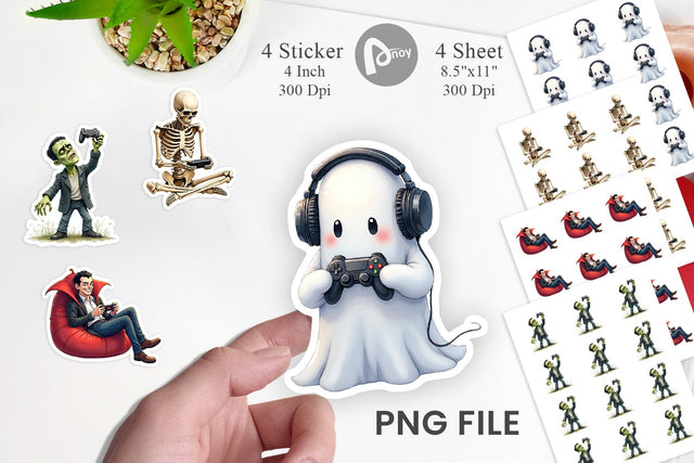 Sticker Watercolor Monster Gaming Night Sublimation artnoy 