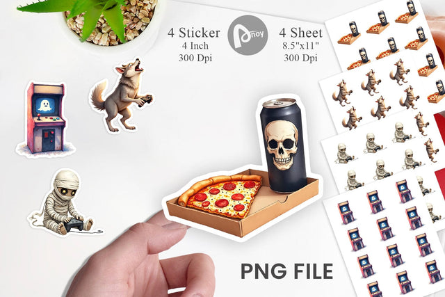 Sticker Watercolor Monster Gaming Night Sublimation artnoy 