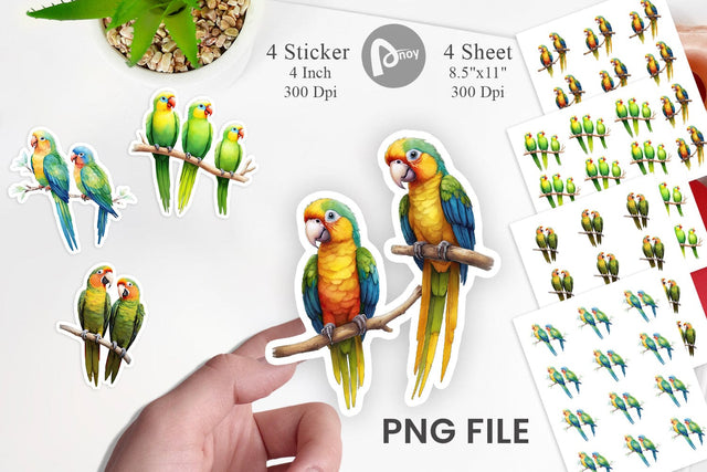 Sticker Watercolor Parrot Sublimation artnoy 