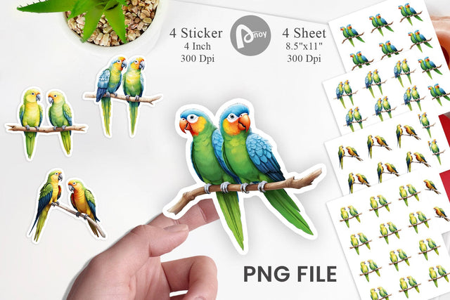 Sticker Watercolor Parrot Sublimation artnoy 