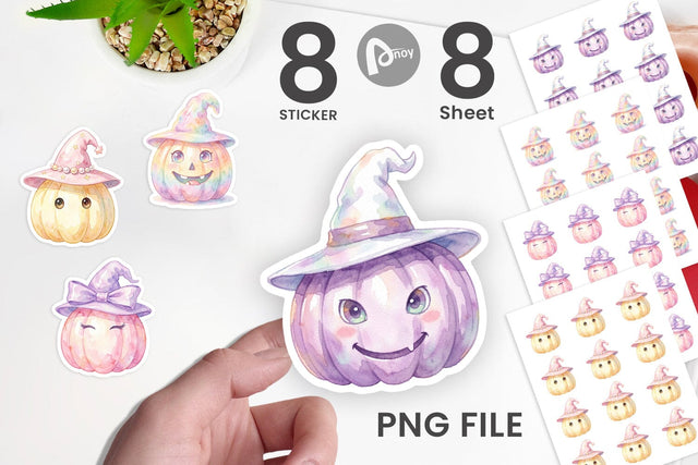 Sticker Watercolor Pastel Fairytale Witch Hat Sublimation artnoy 