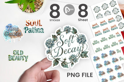 Sticker Watercolor Patina Weathered Healing Art Sublimation artnoy 