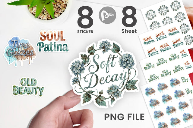 Sticker Watercolor Patina Weathered Healing Art Sublimation artnoy 