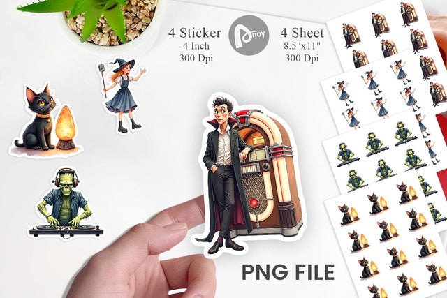 Sticker Watercolor Retro Halloween Disco Sublimation artnoy 