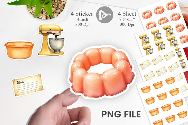 Sticker Watercolor Retro Thanksgiving Prep Sublimation artnoy 