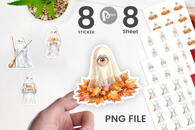 Sticker Watercolor Sarcastic Autumn Fall Ghost Sublimation artnoy 