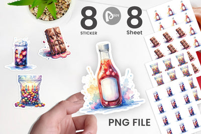 Sticker Watercolor Sarcastic Camp Food Snacks Sublimation artnoy 