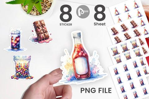 Sticker Watercolor Sarcastic Camp Food Snacks Sublimation artnoy 