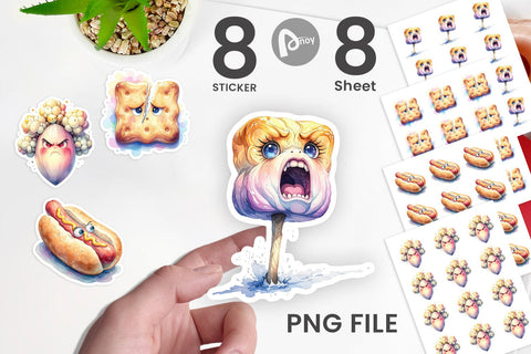 Sticker Watercolor Sarcastic Camp Food Snacks Sublimation artnoy 