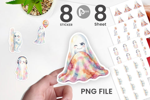 Sticker Watercolor Sarcastic Introvert Ghost Sublimation artnoy 