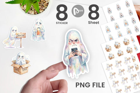 Sticker Watercolor Sarcastic Introvert Ghost Sublimation artnoy 
