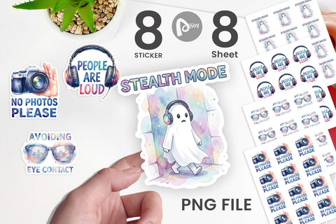 Sticker Watercolor Sarcastic Introvert Quotes Sublimation artnoy 