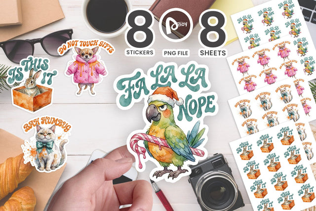 Sticker Watercolor Sassy Tooncore Domestic Holiday Pets SVG artnoy 
