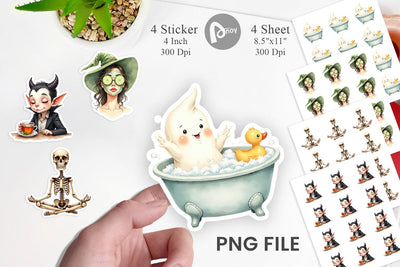 Sticker Watercolor Spooky Self Care Sublimation artnoy 