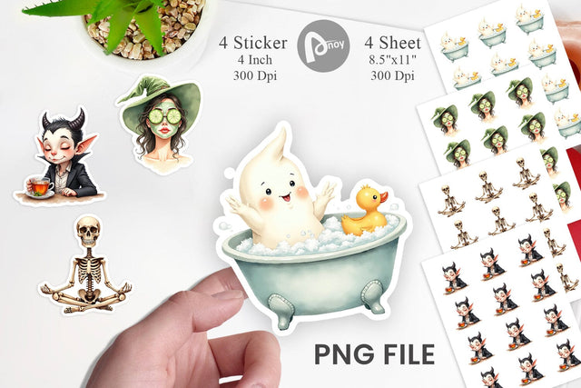 Sticker Watercolor Spooky Self Care Sublimation artnoy 