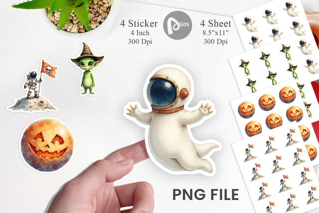 Sticker Watercolor Spooky Space Cadets Sublimation artnoy 