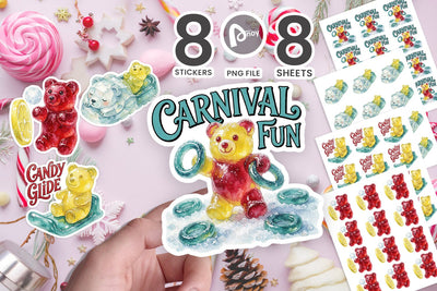 Sticker Watercolor Sugar-Glazed Winter Candy Carnival SVG artnoy 