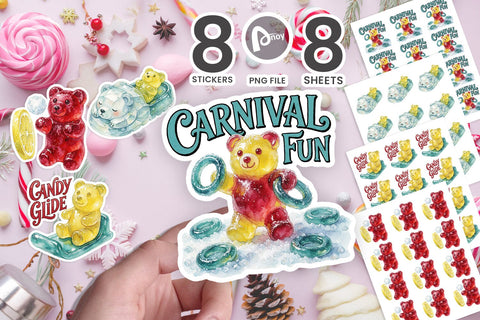 Sticker Watercolor Sugar-Glazed Winter Candy Carnival SVG artnoy 
