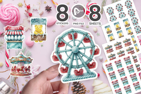 Sticker Watercolor Sugar-Glazed Winter Candy Carnival SVG artnoy 