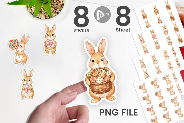 Sticker Watercolor Sweet Candy Easter Bunny Sublimation artnoy 