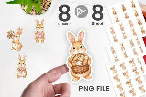 Sticker Watercolor Sweet Candy Easter Bunny Sublimation artnoy 