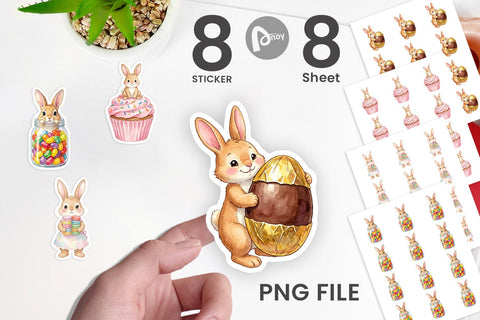 Sticker Watercolor Sweet Candy Easter Bunny Sublimation artnoy 