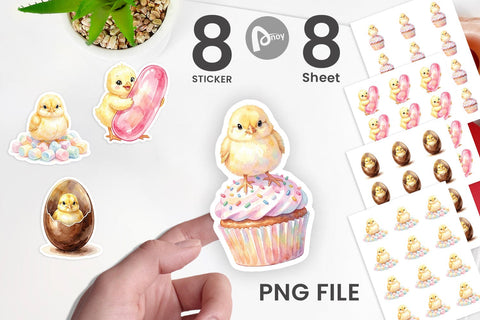 Sticker Watercolor Sweet Candy Easter Chicks Sublimation artnoy 