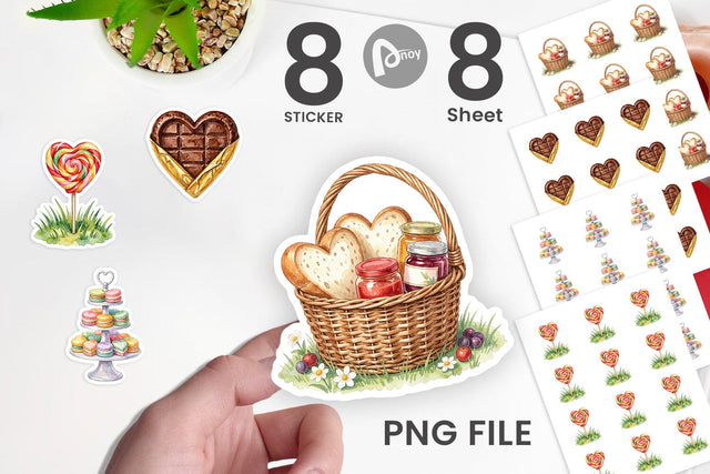 Sticker Watercolor Sweet Easter Heart Treats Sublimation artnoy 