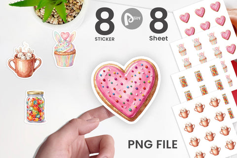 Sticker Watercolor Sweet Easter Heart Treats Sublimation artnoy 
