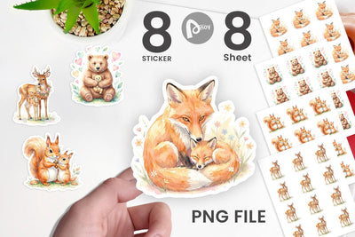 Sticker Watercolor Sweet Forest Motherhood Sublimation artnoy 