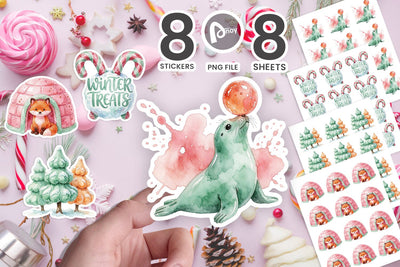 Sticker Watercolor Sweet Treat Candy Igloo Village SVG artnoy 