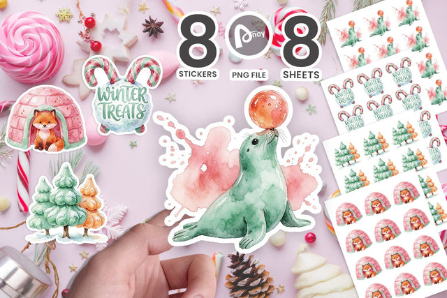 Sticker Watercolor Sweet Treat Candy Igloo Village SVG artnoy 