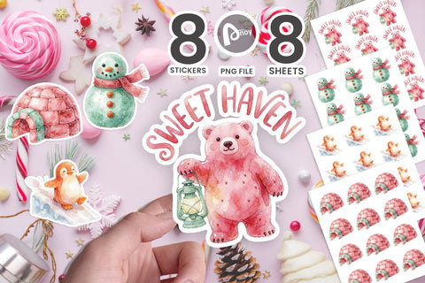 Sticker Watercolor Sweet Treat Candy Igloo Village SVG artnoy 