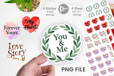 Sticker Watercolor Sweetheart Quotes Sublimation artnoy 