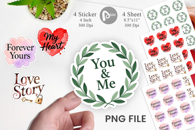 Sticker Watercolor Sweetheart Quotes Sublimation artnoy 