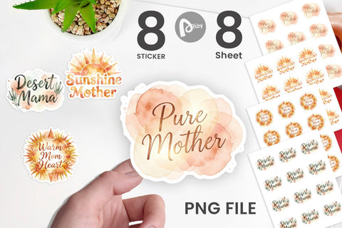 Sticker Watercolor Terracotta Boho Abstract Mom Quotes Sublimation artnoy 