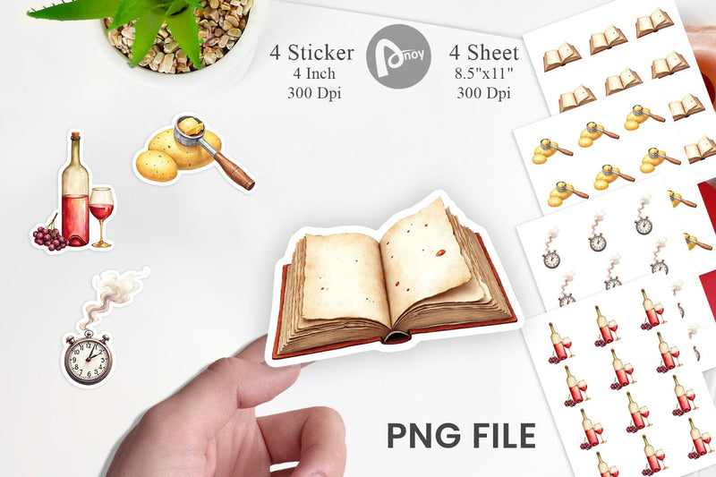 Sticker Watercolor Thanksgiving Kitchen Chaos Sublimation artnoy 