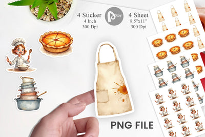 Sticker Watercolor Thanksgiving Kitchen Chaos Sublimation artnoy 