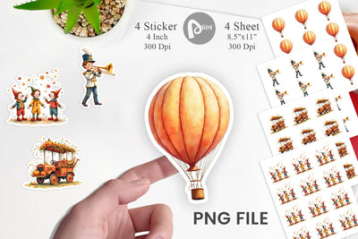 Sticker Watercolor Thanksgiving Parade Sublimation artnoy 