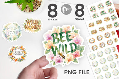 Sticker Watercolor Tropical Aloha Bee Quotes Sublimation artnoy 