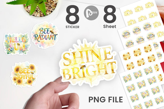 Sticker Watercolor Tropical Sunshine Bee Quotes Sublimation artnoy 