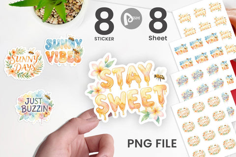 Sticker Watercolor Tropical Sunshine Bee Quotes Sublimation artnoy 