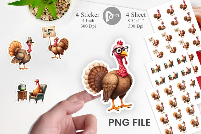 Sticker Watercolor Turkey Day Off Sublimation artnoy 