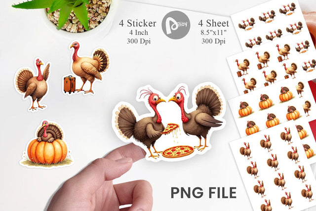 Sticker Watercolor Turkey Day Off Sublimation artnoy 