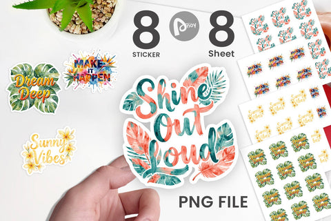 Sticker Watercolor Vibrant Tropical Growth Quote Sublimation artnoy 